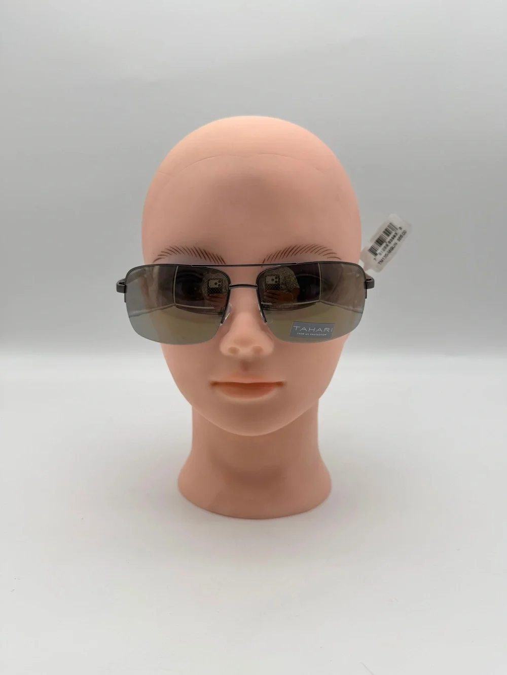 Tahari Gunmetal Rimless Sunglasses with Smoke Gradient Lenses